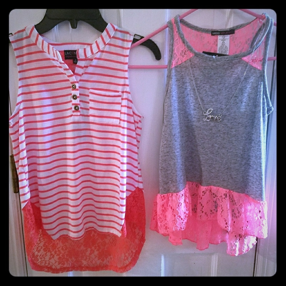Lace accent girls tanks